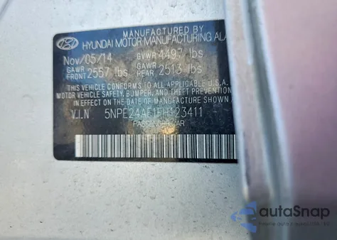 2015 Hyundai Sonata Se z USA, uszkodzony, nr VIN 5NPE24AF1FH123411